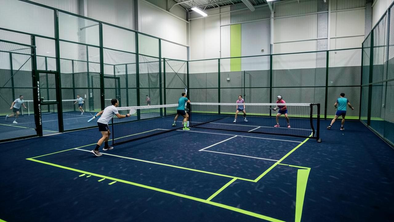 Padel-Team bespricht ruhig den Spielplan vor dem nächsten Punkt